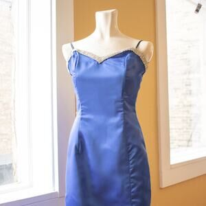 Powder Blue Sweetheart Neckline Rhinestone Prom Dress Gown Size 1/2